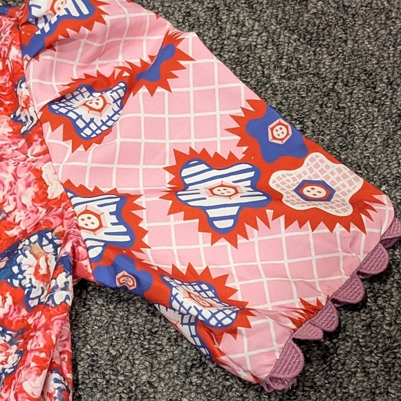 Sunday Up Zip Up Pink Red Blue Floral Boho Knee Length Mini Dress Small NWOT - Picture 3 of 7